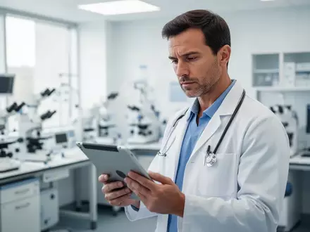 Ein Arzt betrachtet medizinische Daten auf einem Tablet in einer modernen Praxis zur Vorbereitung der Herz-Kreislauf-Vorsorge. - Foto: über boerse-global.de