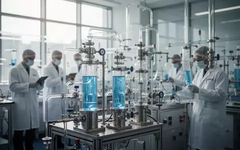 Wissenschaftler arbeiten in einem modernen Labor an Wasserstoff-Elektrolyseuren für die Energieforschung. - Foto: über boerse-global.de