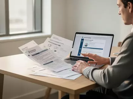 Eine Person sitzt an einem modernen Schreibtisch und arbeitet konzentriert an Unterlagen zur beruflichen Weiterbildung. - Foto: über boerse-global.de