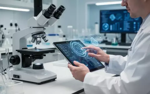 Ein Forscher betrachtet wissenschaftliche Daten auf einem Tablet in einem modernen Labor. - Foto: über boerse-global.de