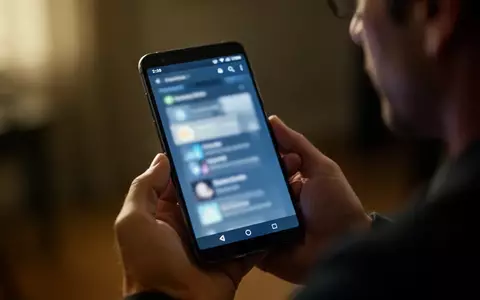 Eine Person hält ein modernes Smartphone in einem abgedunkelten Raum, wobei der Bildschirm verschwommen zu sehen ist. - Foto: über boerse-global.de
