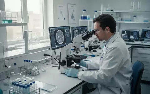 Eine wissenschaftliche Fachkraft bei der Arbeit an einem Mikroskop in einem modernen, hellen Forschungslabor. - Foto: über boerse-global.de