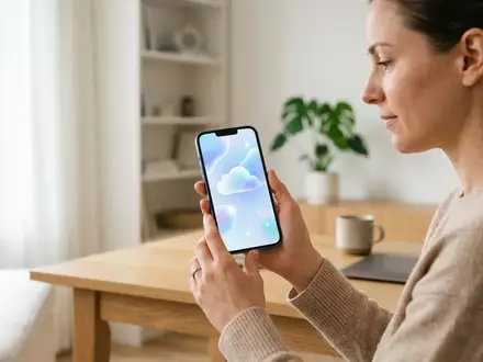 Eine Person hält ein Smartphone in einem modernen Büro, um den Cloud-Speicher zu verwalten. - Foto: über boerse-global.de