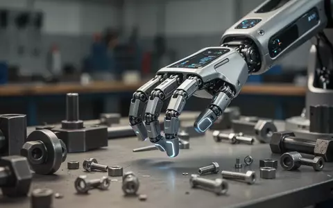 Ein hochmoderner Roboterarm interagiert präzise mit Objekten auf einer Werkbank in einer industriellen Umgebung. - Foto: über boerse-global.de