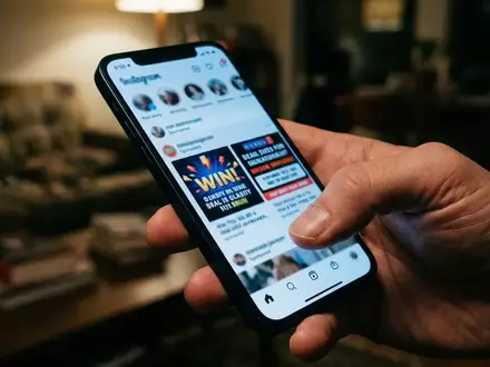 Nahaufnahme einer Hand, die ein Smartphone vor einem verschwommenen Hintergrund hält, während auf dem Display soziale Medien zu sehen sind. - Foto: über boerse-global.de