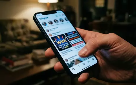 Nahaufnahme einer Hand, die ein Smartphone vor einem verschwommenen Hintergrund hält, während auf dem Display soziale Medien zu sehen sind. - Foto: über boerse-global.de
