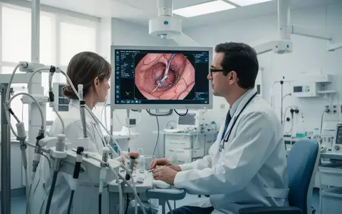 Mediziner bei der Vorbereitung eines endoskopischen Eingriffs in einem modernen, hellen Klinikraum. - Foto: über boerse-global.de