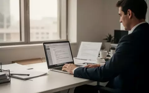 Eine Person sitzt an einem Schreibtisch mit einem Laptop in einer professionellen Büroumgebung mit natürlichem Licht. - Foto: über boerse-global.de