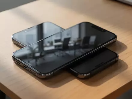 Ein modernes Smartphone liegt auf einem hölzernen Schreibtisch in einer hellen, professionellen BĂŒroumgebung. - Foto: ĂŒber boerse-global.de