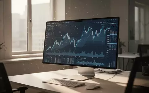 Ein moderner, sonnendurchfluteter Trading-Arbeitsplatz mit einem Monitor, auf dem neutrale Aktienkursverläufe zu sehen sind. - Foto: über boerse-global.de