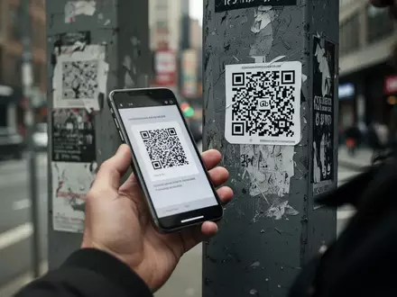Eine Hand scannt einen QR-Code auf einer Werbesäule im öffentlichen Raum mit einem Smartphone. - Foto: über boerse-global.de
