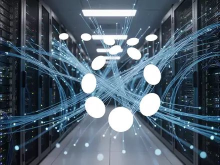 Abstrakte Darstellung moderner digitaler Infrastruktur und Hochleistungs-Rechenzentren mit leuchtenden Glasfaserkabeln. - Foto: über boerse-global.de