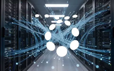 Abstrakte Darstellung moderner digitaler Infrastruktur und Hochleistungs-Rechenzentren mit leuchtenden Glasfaserkabeln. - Foto: über boerse-global.de