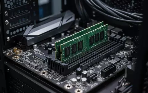 Nahaufnahme eines Arbeitsspeichermoduls auf einem Computer-Mainboard in einem Servergehäuse. - Foto: über boerse-global.de