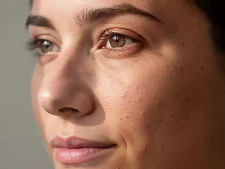 Nahaufnahme eines Gesichts mit Fokus auf natürlicher Hautbeschaffenheit bei weichem Tageslicht. - Foto: über boerse-global.de