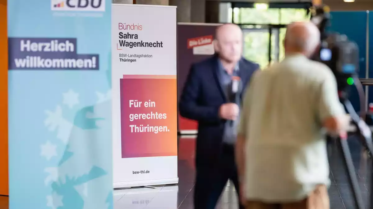 In der BSW-Fraktion steht es 13 zu 2 für die Fortsetzung des Regierungsbündnisses in Thüringen.  - Bild: Jacob Schröter/dpa