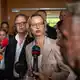 Die Vorsitzende des Landesverbands des BSW, Katja Wolf (M), kritisierte die Berliner Spitze für ihren Kommunikationsstil.  - Bild: Jacob Schröter/dpa