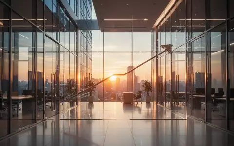 Moderne Büroarchitektur bei Sonnenuntergang als Symbol für digitales Unternehmenswachstum. - Foto: über boerse-global.de