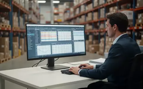 Ein Mitarbeiter in einem modernen Logistikbüro bei der Analyse von Lieferkettendaten zur CO2-Bilanzierung. - Foto: über boerse-global.de