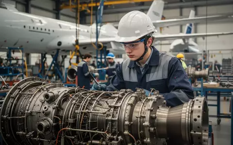 Ein Auszubildender bei der Arbeit an einem Flugzeugtriebwerk in einer modernen Werkstatt. - Foto: über boerse-global.de