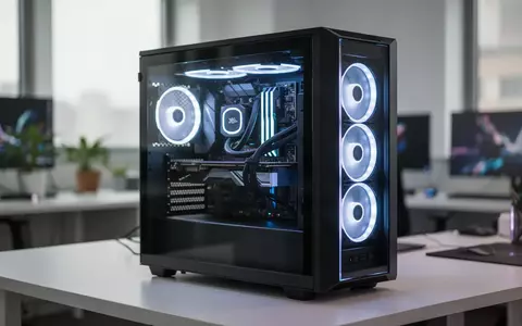 Ein moderner Gaming-PC auf einem Schreibtisch mit sichtbaren Komponenten und dezenter Innenbeleuchtung. - Foto: über boerse-global.de