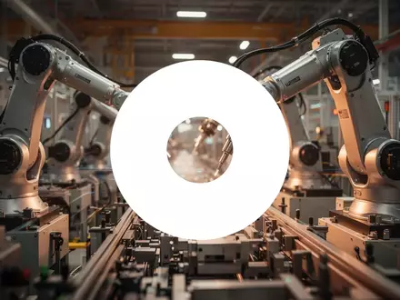 Hochmoderne automatisierte Fertigungsanlage mit präzisen Roboterarmen in einer industriellen Produktionsumgebung. - Foto: über boerse-global.de