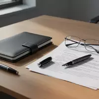 Schreibtisch mit einem Notizbuch, einem Füllfederhalter und einer Brille auf einem Dokument bei natürlichem Tageslicht. - Foto: über boerse-global.de