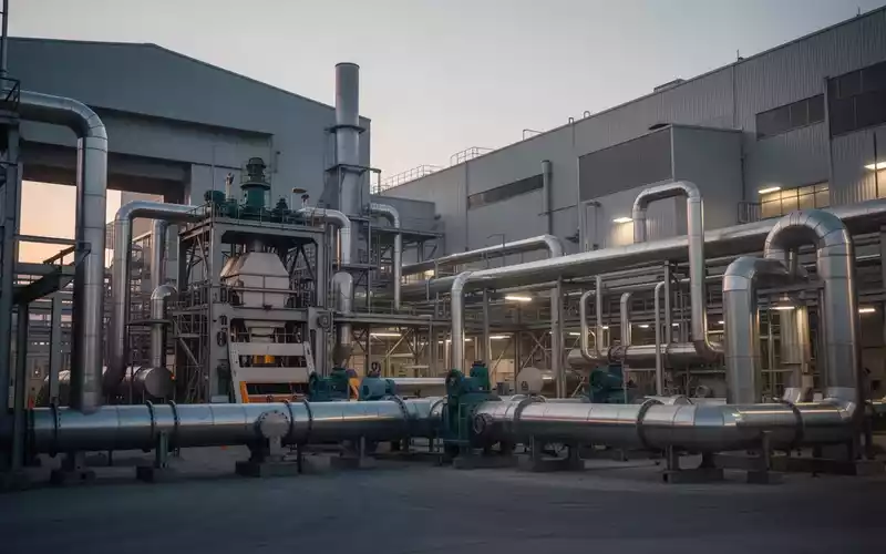 Moderne Industrieanlagen bei Dämmerung, die den Wandel und die Herausforderungen der industriellen Dekarbonisierung symbolisieren. - Foto: über boerse-global.de