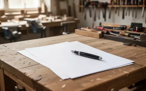 Ein leerer Arbeitsvertrag liegt auf einem Schreibtisch in einer Handwerkswerkstatt, daneben ein Füllfederhalter. - Foto: über boerse-global.de