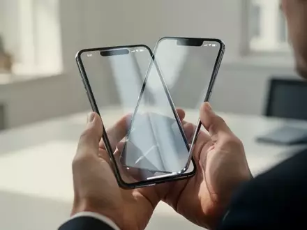 Nahaufnahme eines modernen Smartphones in einer hellen Büroumgebung, das für regulatorische Fragen zur Datennutzung steht. - Foto: über boerse-global.de