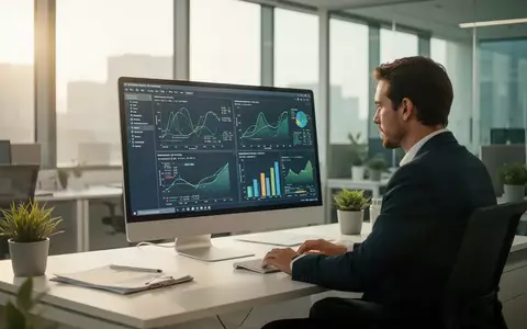 Ein Analyst arbeitet an einem modernen Schreibtisch in einem hellen Büro an Nachhaltigkeitsberichten am Computer. - Foto: über boerse-global.de