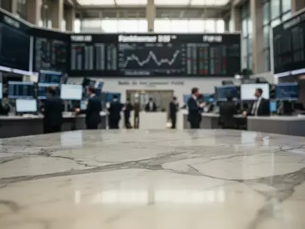 Ein verschwommener Blick auf das Frankfurter Börsenparkett bei neutralem Tageslicht. - Foto: über boerse-global.de
