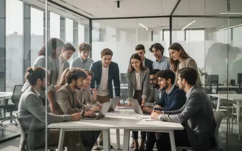 Junge Fachkräfte und Studierende bei der Zusammenarbeit in einem modernen, hellen Bürokontext. - Foto: über boerse-global.de