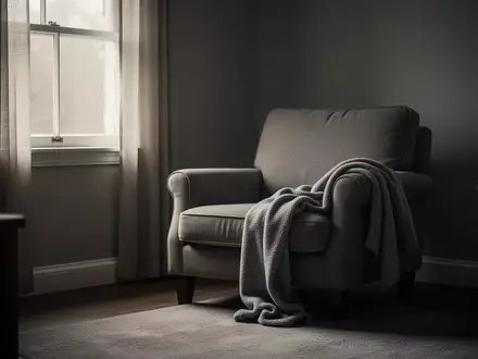 Ein stilles, leer wirkendes Wohnzimmer mit weichem Tageslicht, das eine nachdenkliche und melancholische Atmosphäre vermittelt. - Foto: über boerse-global.de