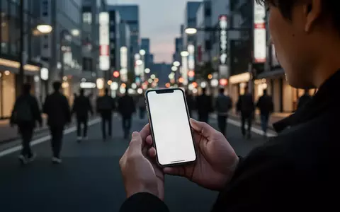 Eine Person hält bei Dämmerung ein leuchtendes Smartphone in einer japanischen Stadt, während im Hintergrund Passanten verschwimmen. - Foto: über boerse-global.de
