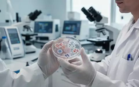 Ein Forschender untersucht eine Zellkultur in einem modernen medizinischen Labor unter klinischen Lichtverhältnissen. - Foto: über boerse-global.de