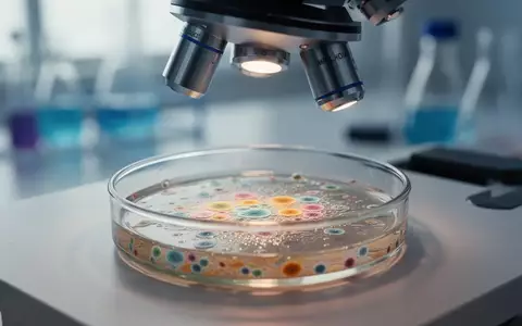 Eine wissenschaftliche Laboraufnahme einer Zellkultur in einer Petrischale unter einem Mikroskop. - Foto: über boerse-global.de