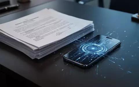 Ein moderner Schreibtisch in einer Anwaltskanzlei mit juristischen Dokumenten und einem Smartphone, das digitale Datenströme zeigt. - Foto: über boerse-global.de