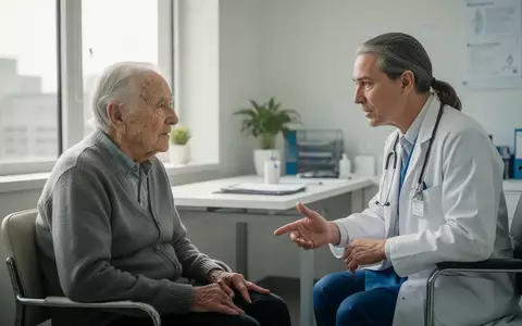 Ein älterer Patient im Gespräch mit einem Hausarzt in einer hellen, modernen Arztpraxis. - Foto: über boerse-global.de