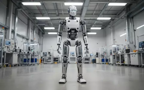 Ein hochmoderner humanoider Roboter steht in einem hellen, industriellen Testlabor. - Foto: über boerse-global.de