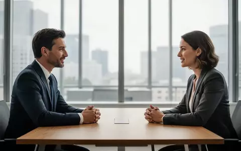 Zwei Geschäftsleute in einem modernen Büro während eines konzentrierten und authentischen Gesprächs am Verhandlungstisch. - Foto: über boerse-global.de