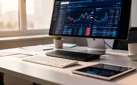 Ein moderner, aufgeräumter Schreibtisch mit Laptop und digitalen Buchhaltungsinstrumenten in einem hellen Büro. - Foto: über boerse-global.de