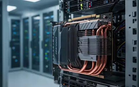 Nahaufnahme einer Hochleistungs-Grafikkarte in einem Server-Rack in einem professionellen Rechenzentrum. - Foto: über boerse-global.de