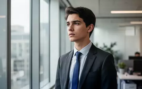 Ein junger Berufseinsteiger in einem hellen Büro, der nachdenklich aus einem Fenster blickt. - Foto: über boerse-global.de