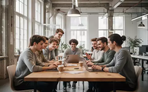 Junge Gründer arbeiten gemeinsam in einem modernen, hellen Büro in Berlin. - Foto: über boerse-global.de