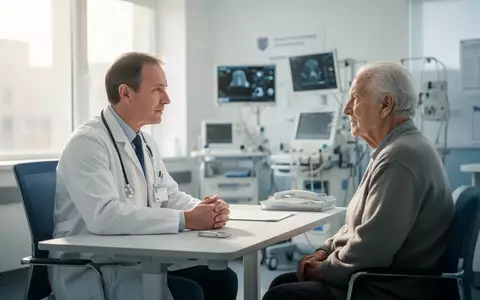 Ein Arzt im Beratungsgespräch mit einem älteren Patienten in einem modernen klinischen Behandlungsraum. - Foto: über boerse-global.de