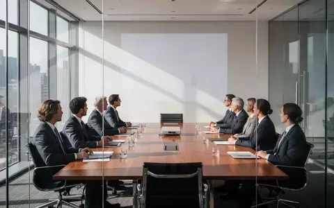 Professionelle Szene in einem modernen Konferenzraum, in dem Führungskräfte über Unternehmensführung und Risikostrategien beraten. - Foto: über boerse-global.de