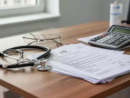 Stethoskop und Dokumente auf einem Schreibtisch in einer Arztpraxis als Symbol für die gesetzliche Krankenversicherung. - Foto: über boerse-global.de