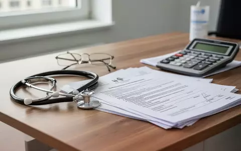 Stethoskop und Dokumente auf einem Schreibtisch in einer Arztpraxis als Symbol für die gesetzliche Krankenversicherung. - Foto: über boerse-global.de