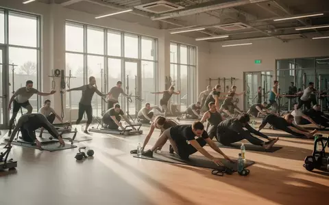 Menschen bei einer Pilates-Übung in einem hellen, modernen Sportstudio. - Foto: über boerse-global.de